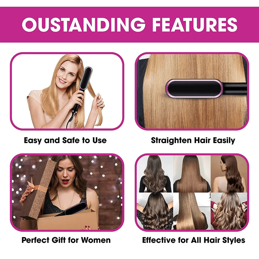 2 in 1 Electric Hair Straightener Brush - My Store