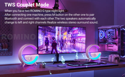 G Shaped Rgb Light Table Lamp With Wireless Charger Bt2301