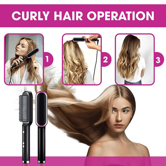 2 in 1 Electric Hair Straightener Brush - My Store