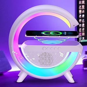 G Shaped Rgb Light Table Lamp With Wireless Charger Bt2301