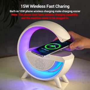 G Shaped Rgb Light Table Lamp With Wireless Charger Bt2301